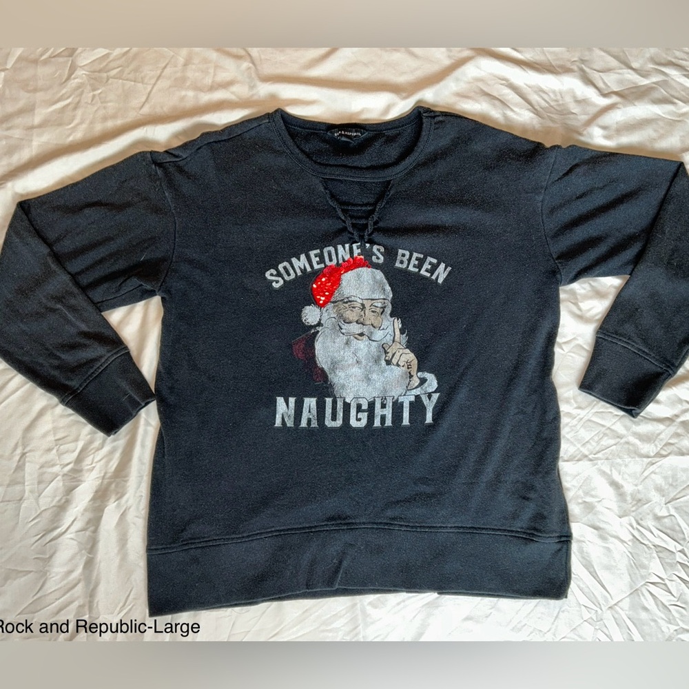 Rock & Republic Black Knit Christmas Sweater